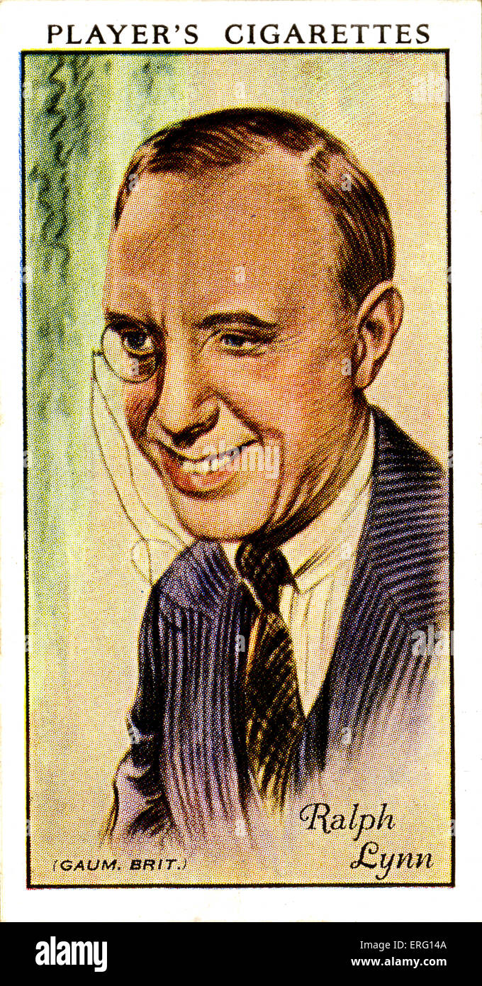 Ralph Lynn, British stage and screen actor. 8 March 1882  - 8 August 1962. (Player's cigarette card). Stock Photo