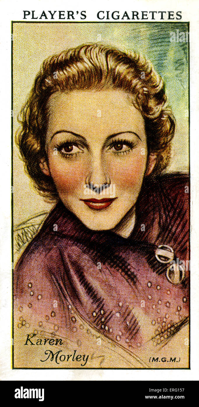 Karen Morley, born Mildred Linton, American film actress. 12 December 1909 – 8 March 2003. (Player's cigarette card). Stock Photo