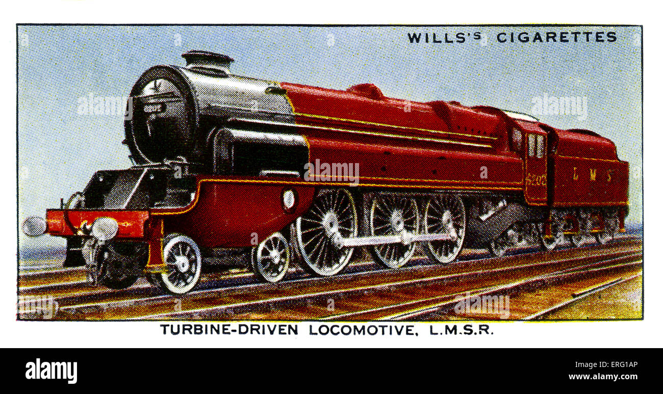 Turbine-Driven Locomotive. London, Midland & Scottish Railway. A 4-6-2 Locomotive from 1935, the first of its kind in Great Stock Photo