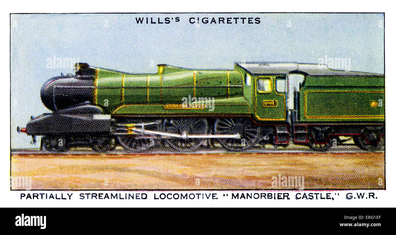 'Manorbier Castle' Streamlined Locomotive. A 4-6-0 engine of the 'Castle Class' fitted with a V-shaped casing for partial Stock Photo