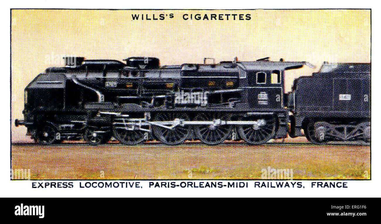 Paris-Orleans Express Locomotive. Originally a 4-6-2 engine built in 1907. Adapted in 1931 to a 4-8-0 engine to carry heavy Stock Photo