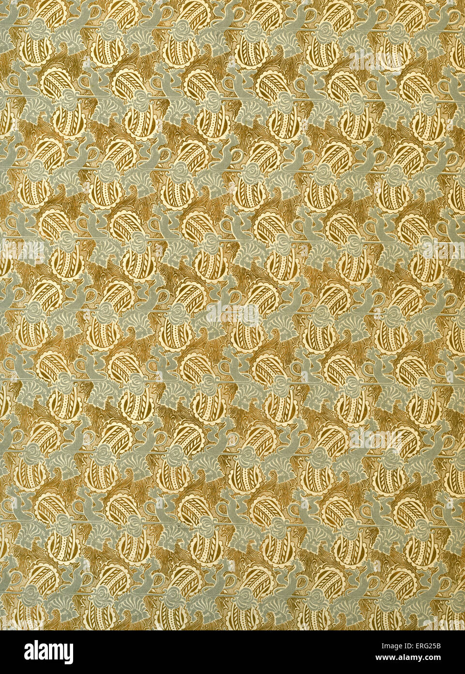 Decorated endpaper with lion rampant motif. From German printers' catalogue, 1902. Stock Photo