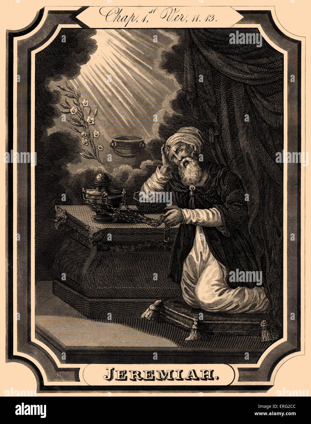 The prophet Jeremiah receives visions of an almond branch and a pot
