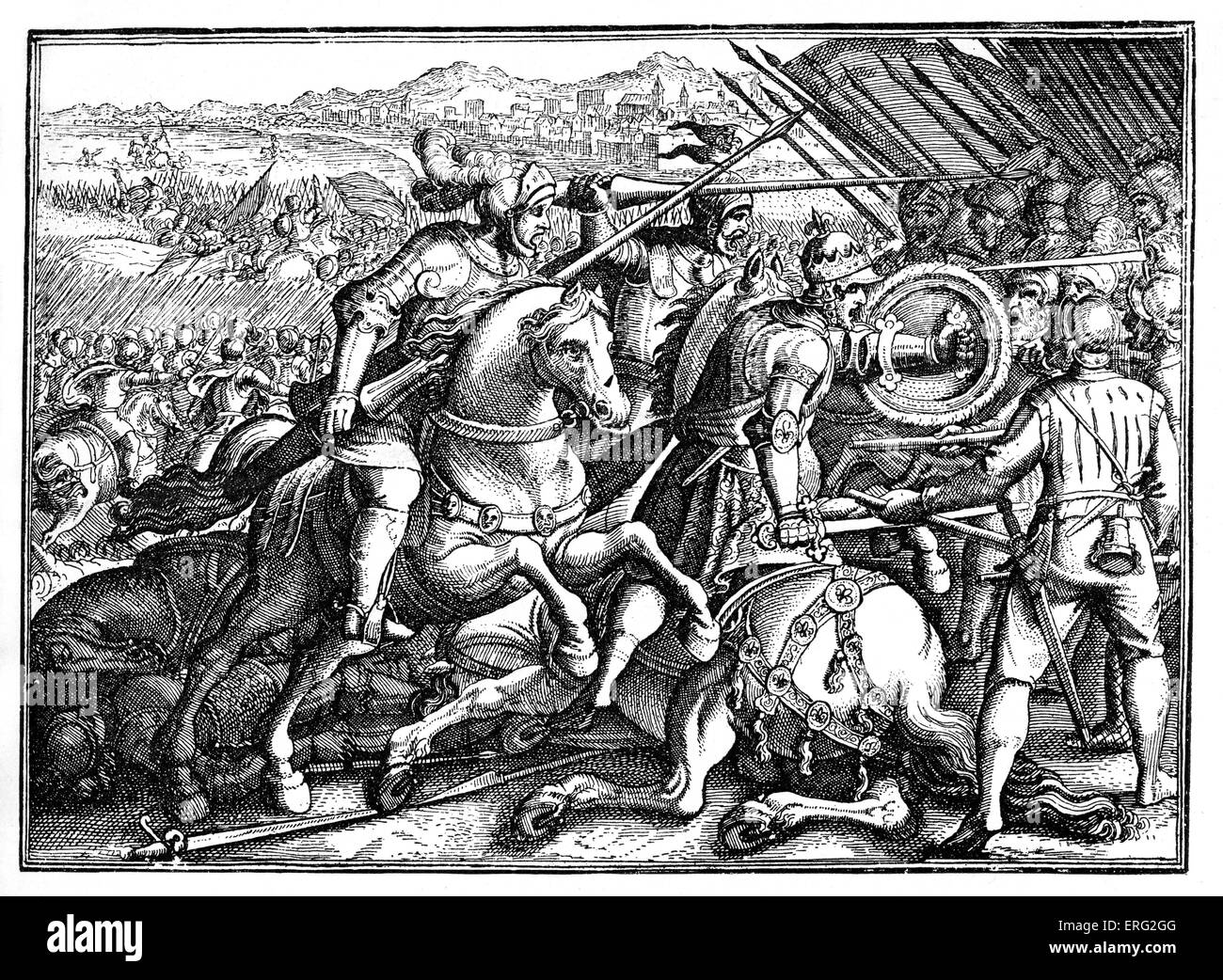 Francis I of France taken prisoner at the battle of Pavia 24 February 1525.  After an engraving in 'Gottfried's historical Stock Photo