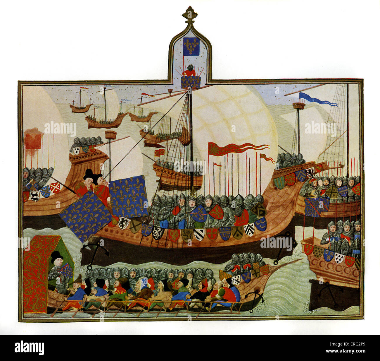 The Expedition of the French and Genoese to Barbary, the modern Maghreb, from Froissart's Chronicles by Jean Froissart, Stock Photo