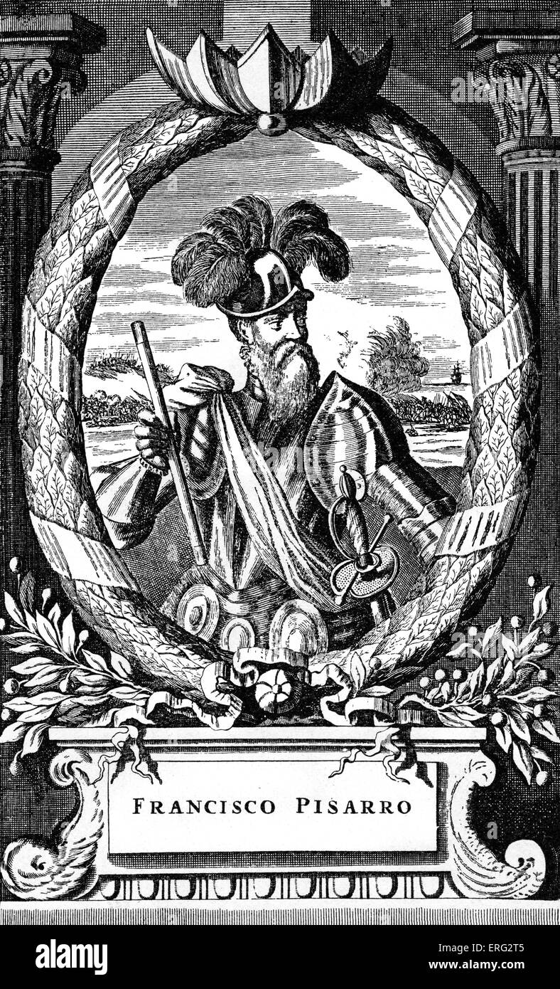 Francisco Pizarro, Spanish conquistador 1471 - 26 June 1541.  Engraving from 'Beschreibung von Amerika', Amsterdam, 1673. Stock Photo