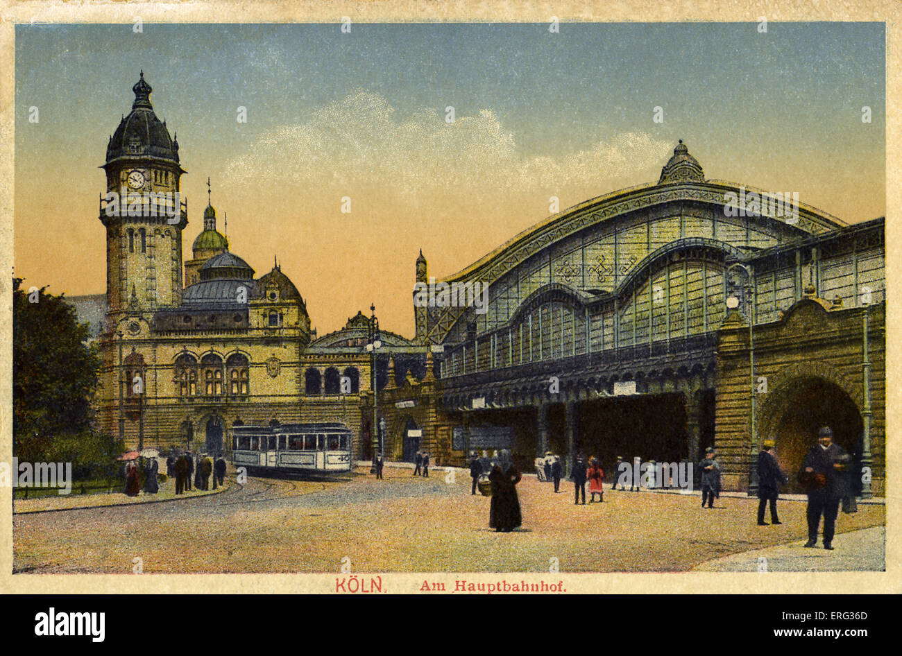 Cologne, Germany, early 20th century. Am Hauptbahnhof (main railway station).  Postcard. Stock Photo