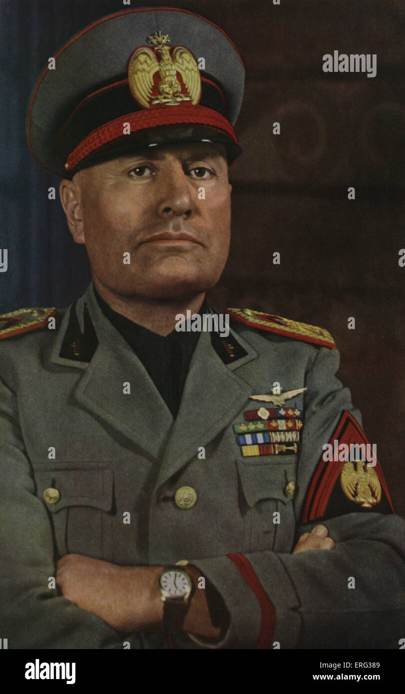 Mussolini - 'L'homme d'Etat' (The Statesman). From Signal, December 1940, French language news magazine published by Nazis. Stock Photo
