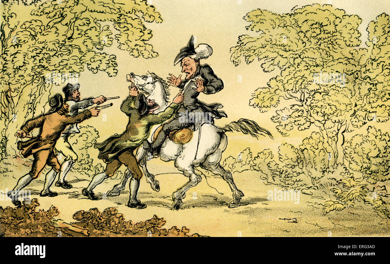 'Dr Syntax stoppped by highwaymen', illustration by Thomas Rowlandson from 'Doctor Syntax's Tour in Search of the Picturesque' Stock Photo