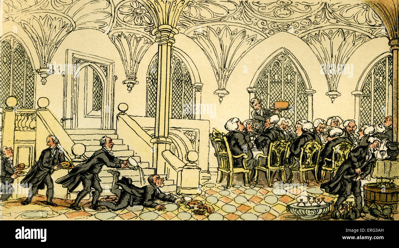 'Dr Syntax entertained at college', illustration by Thomas Rowlandson from 'Doctor Syntax's Tour in Search of the Picturesque' Stock Photo