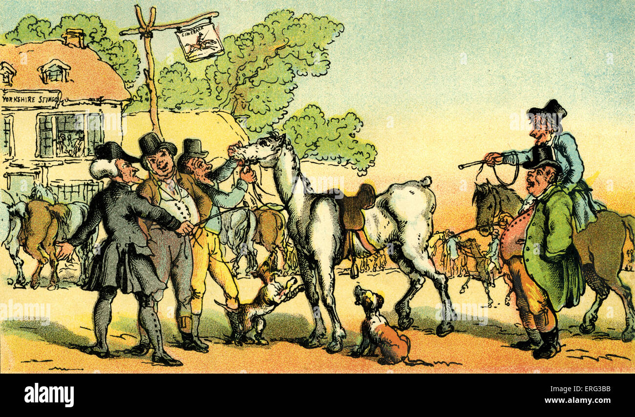 'Dr Syntax sells Grizzle', illustration by Thomas Rowlandson from 'Doctor Syntax's Tour in Search of the Picturesque'  by Stock Photo