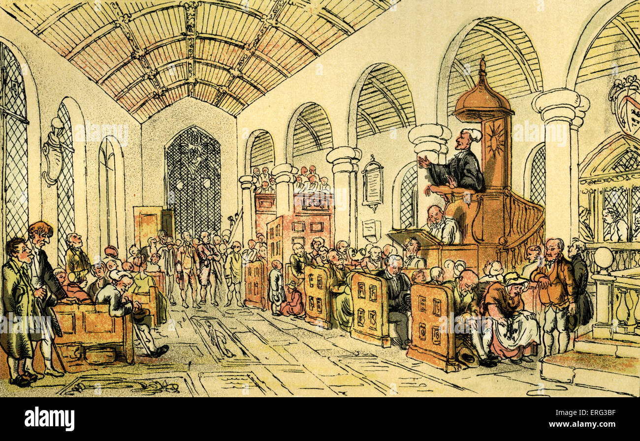 'Dr Syntax preaching', illustration by Thomas Rowlandson from 'Doctor Syntax's Tour in Search of the Picturesque'  by William Stock Photo
