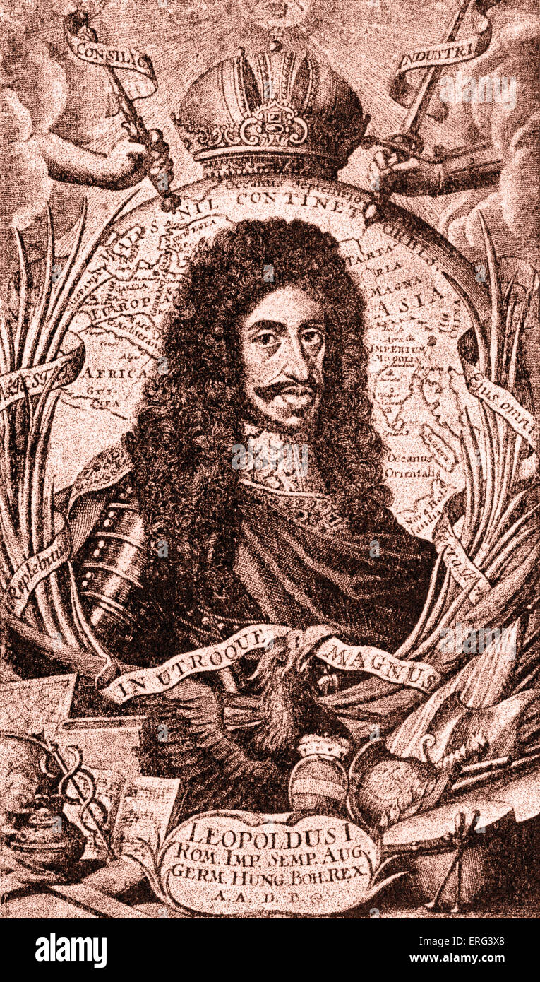 Leopold I, Holy Roman Empoeror 9 June 1640 - 5 May 1705. Tinted version. Stock Photo