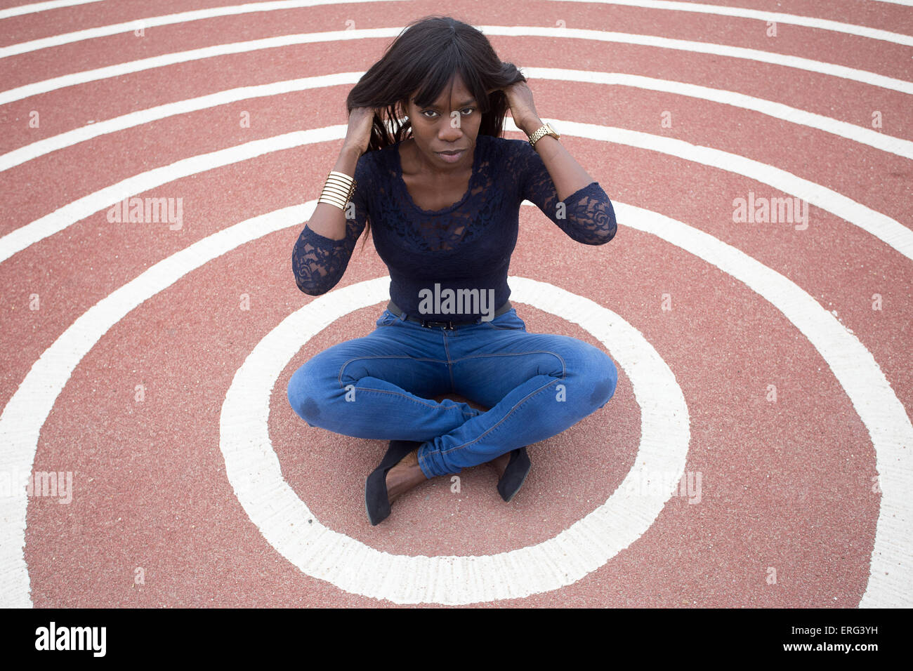 Senegalese Parisian mother   Queen Elizabeth Olympic Park Stock Photo