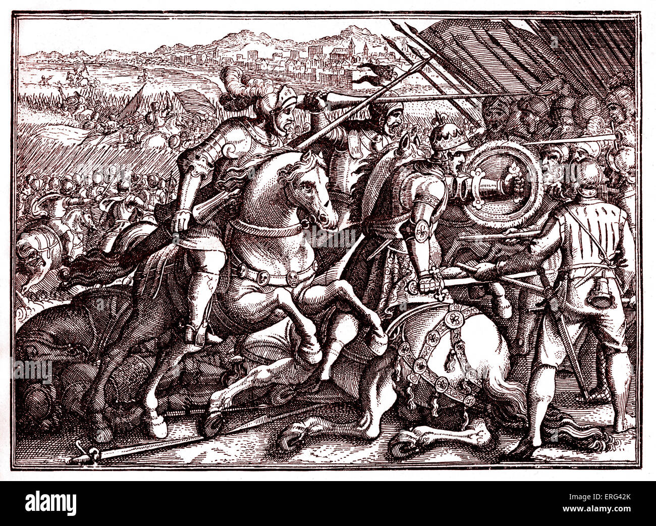 Francis I of France taken prisoner at the battle of Pavia 24 February 1525. After an engraving in 'Gottfried's historical Stock Photo