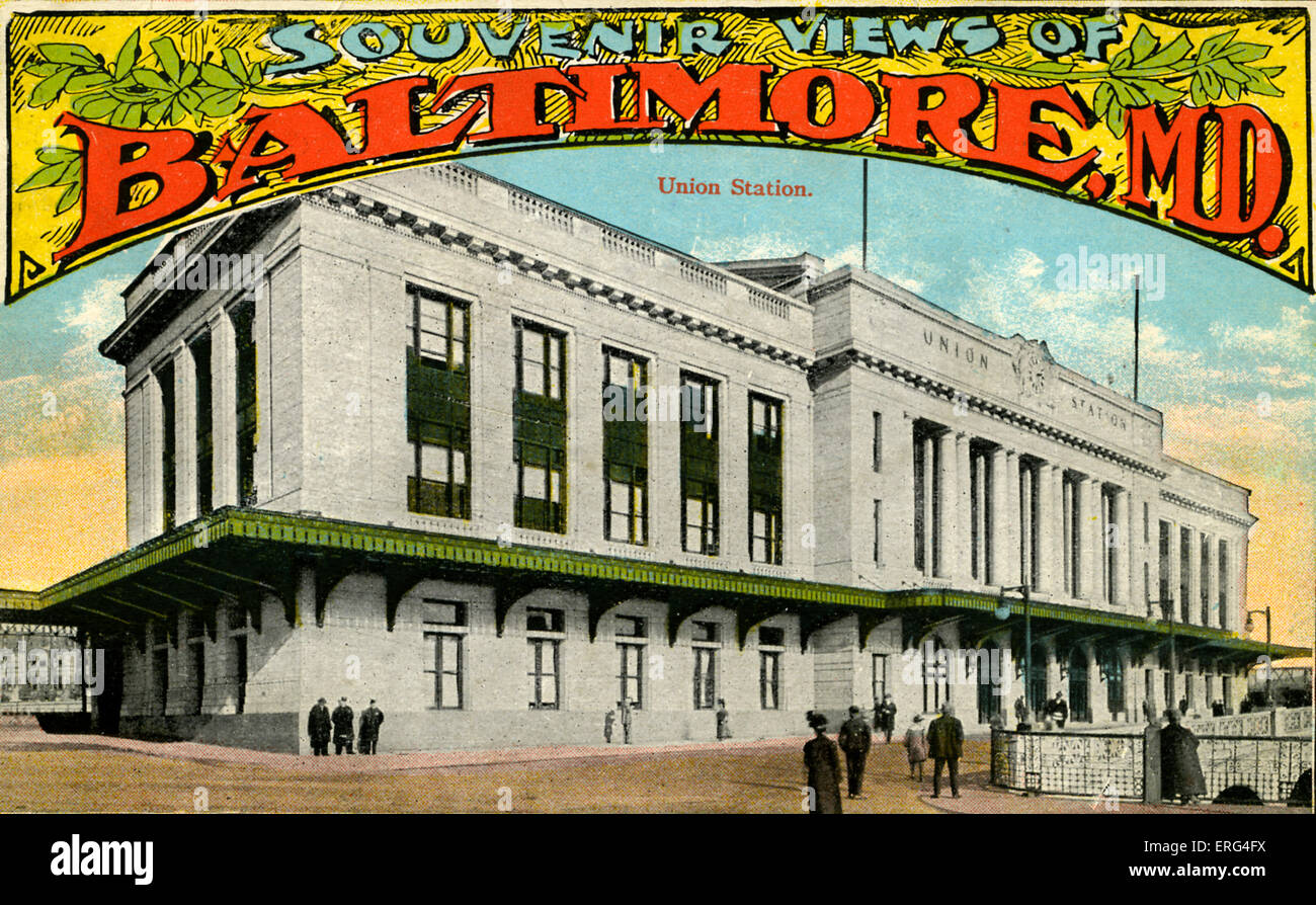 Baltimore: Union Station. C.1900s. Souvenir views of baltimore Stock Photo