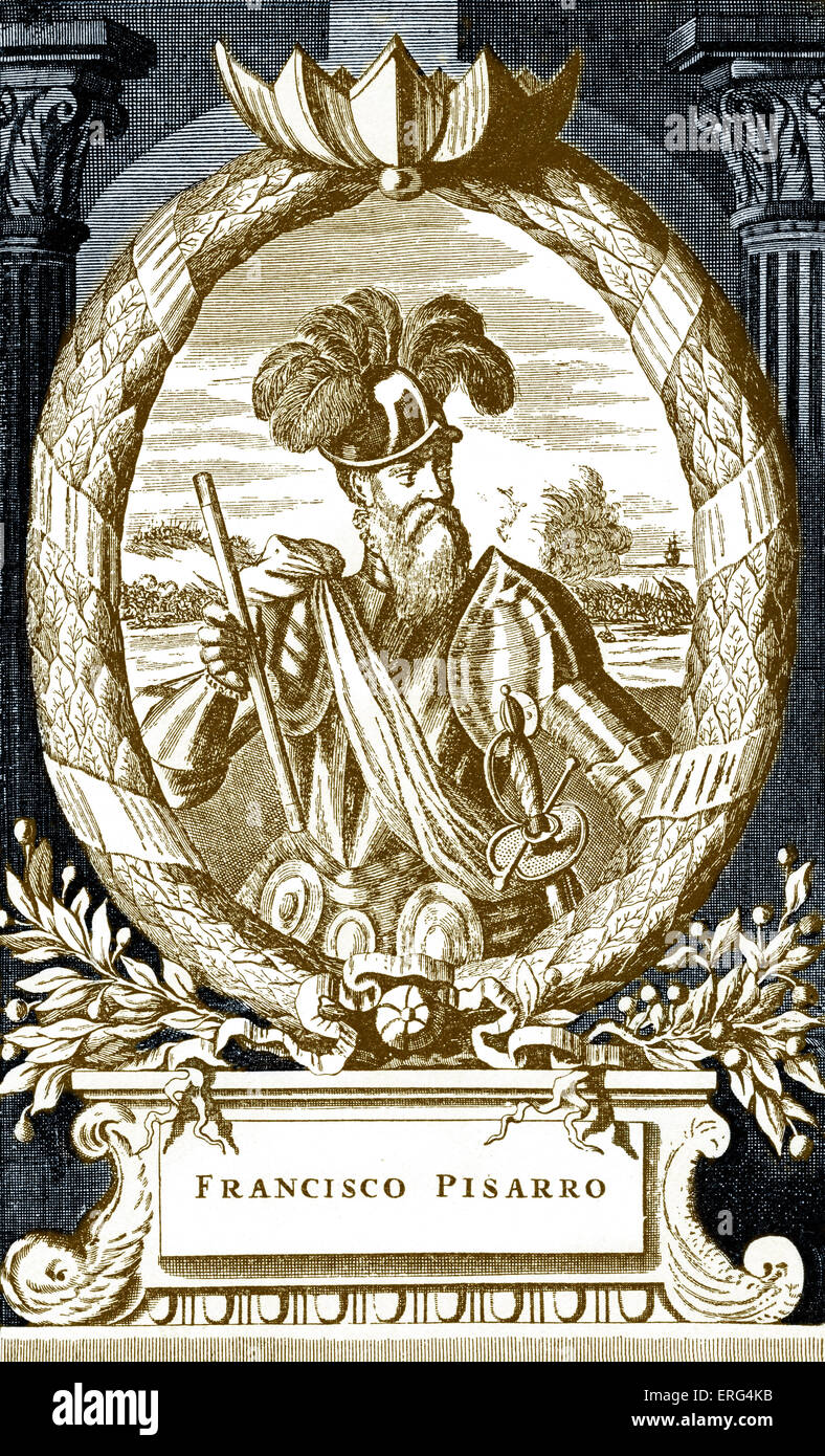 Francisco Pizarro, Spanish conquistador 1471 - 26 June 1541.  Engraving from 'Beschreibung von Amerika', Amsterdam, 1673. Stock Photo