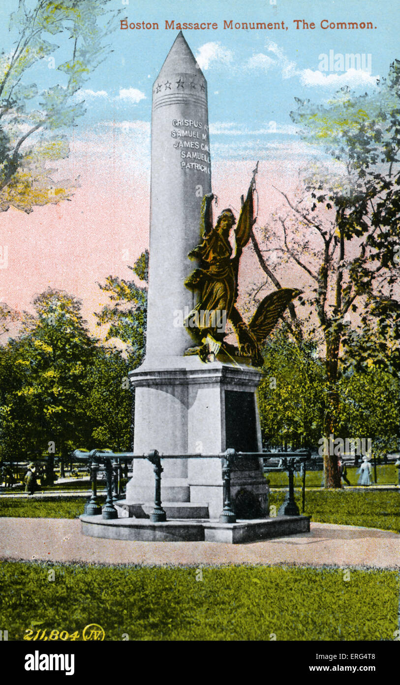 Boston: Boston Massacre Monument, The Common. Photo taken c.1900s Stock Photo