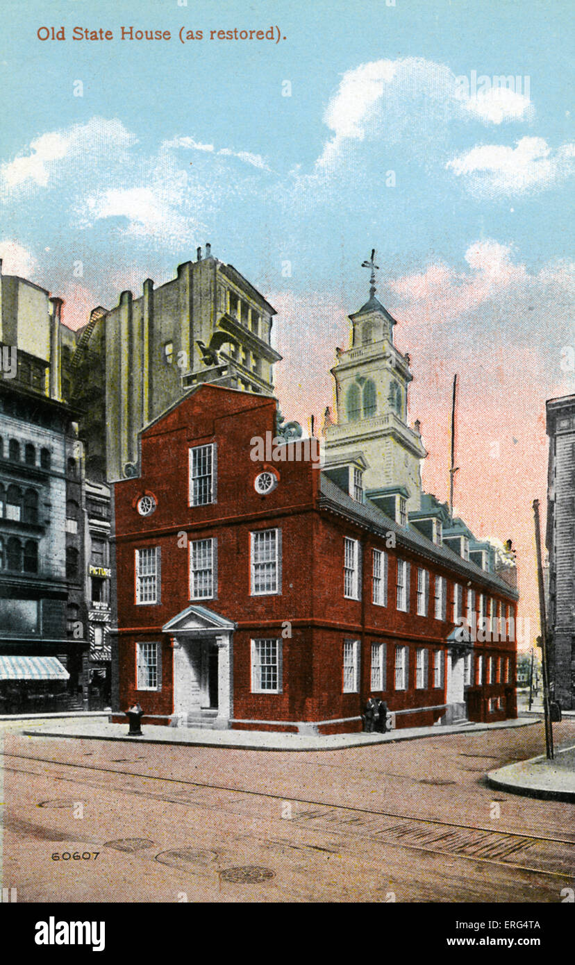 Boston: Old State House, restored 1908-09. Photo taken c.1900s Stock Photo
