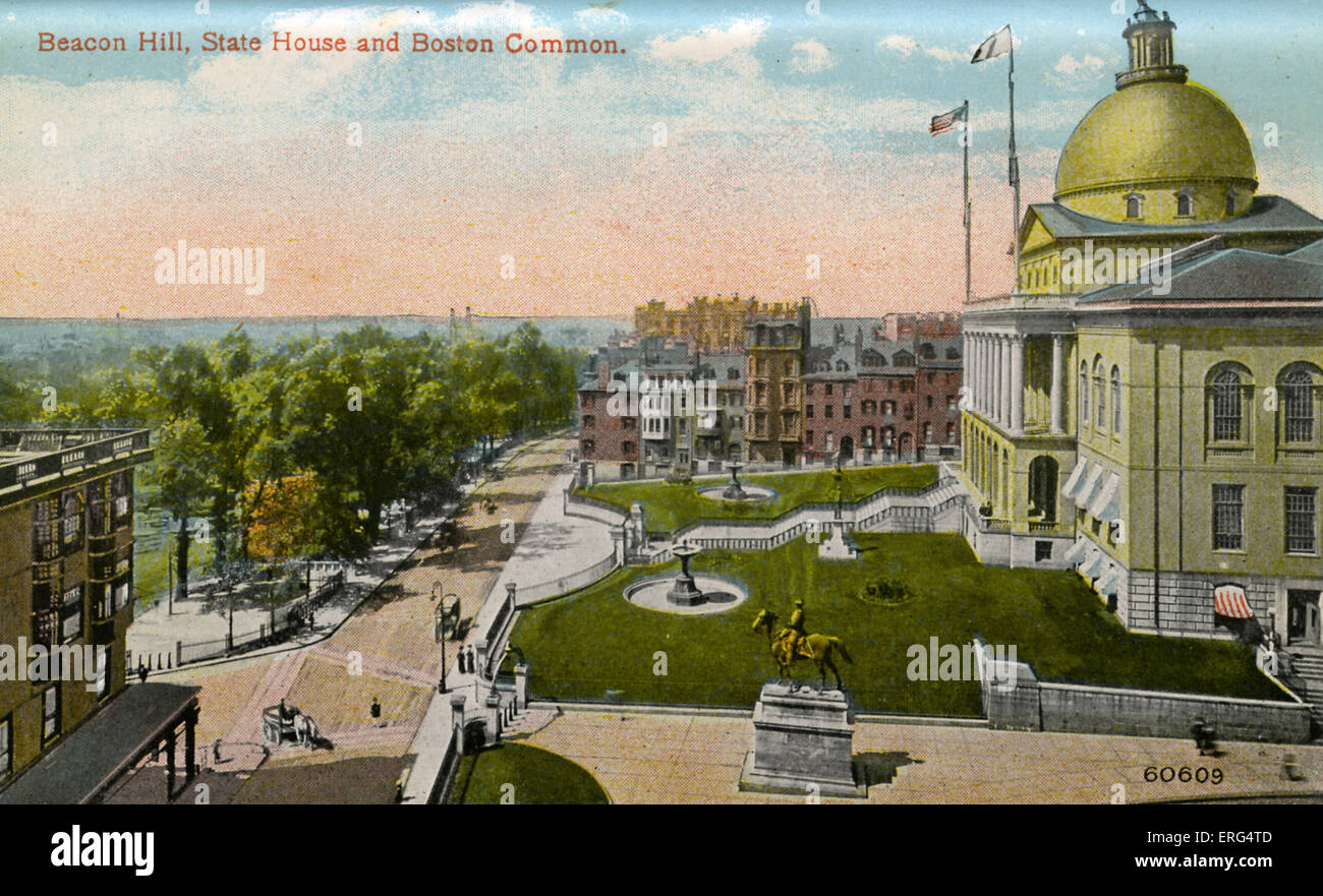 Boston State House, Beacon Hill. Photo taken c.1900s Stock Photo Alamy