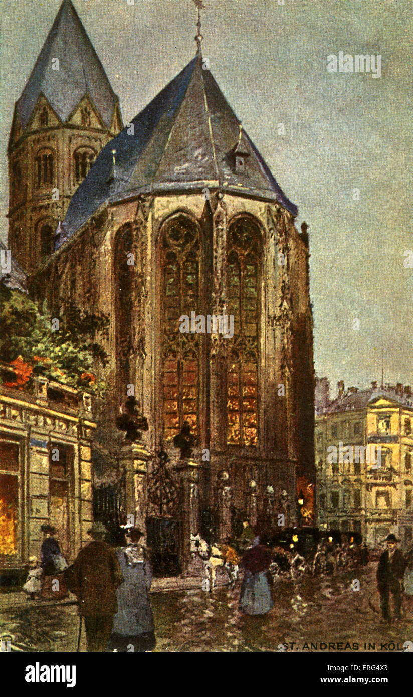Cologne, Germany, early 20th century. Die St. Andreaskirche, nach einem Aquarell von Karl Rudell (Church of Saint Andreas, a Stock Photo