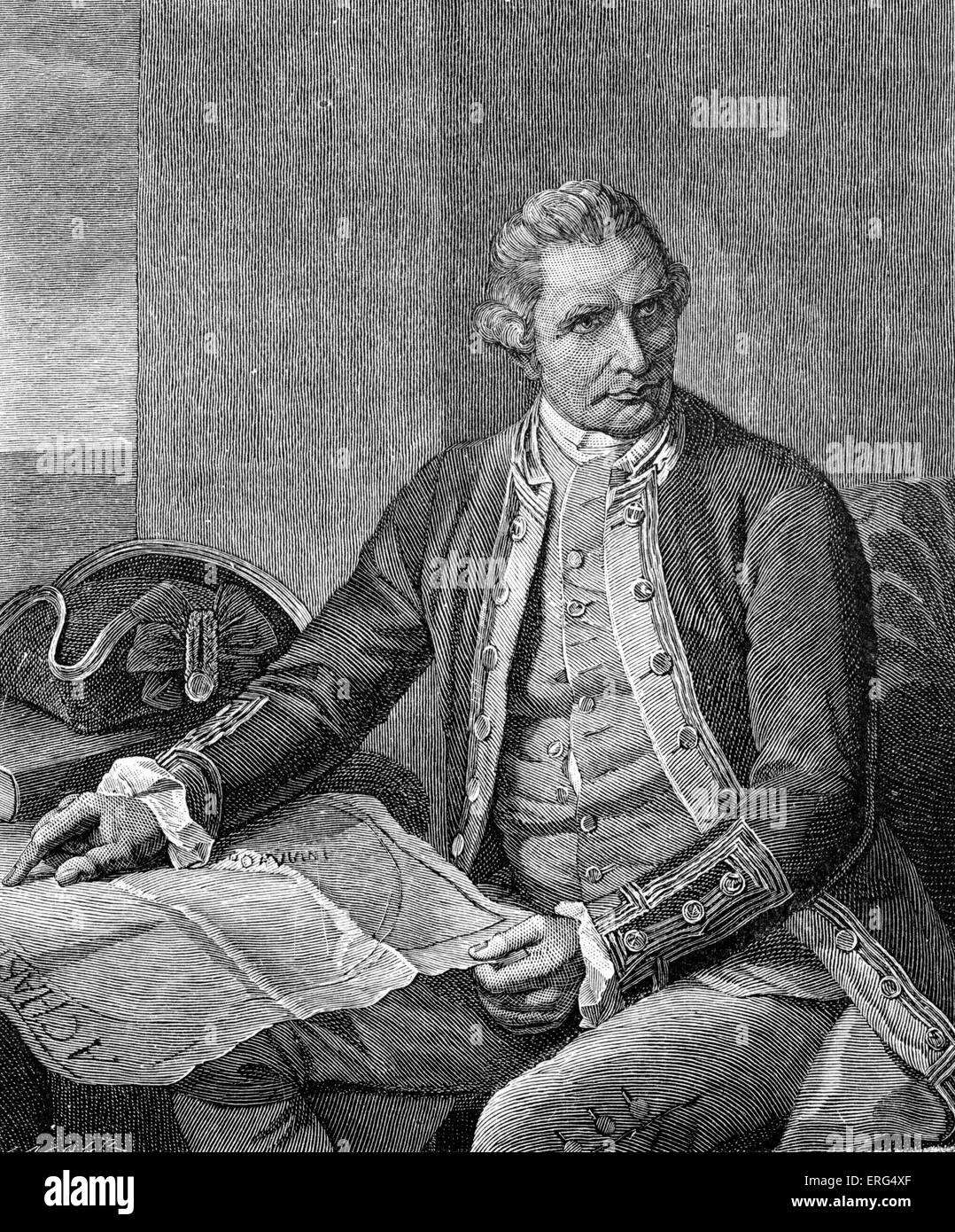 Captain James Cook (7 November 1728 – 14 February 1779) English explorer, navigator  and cartographer, Captain in the Royal Stock Photo