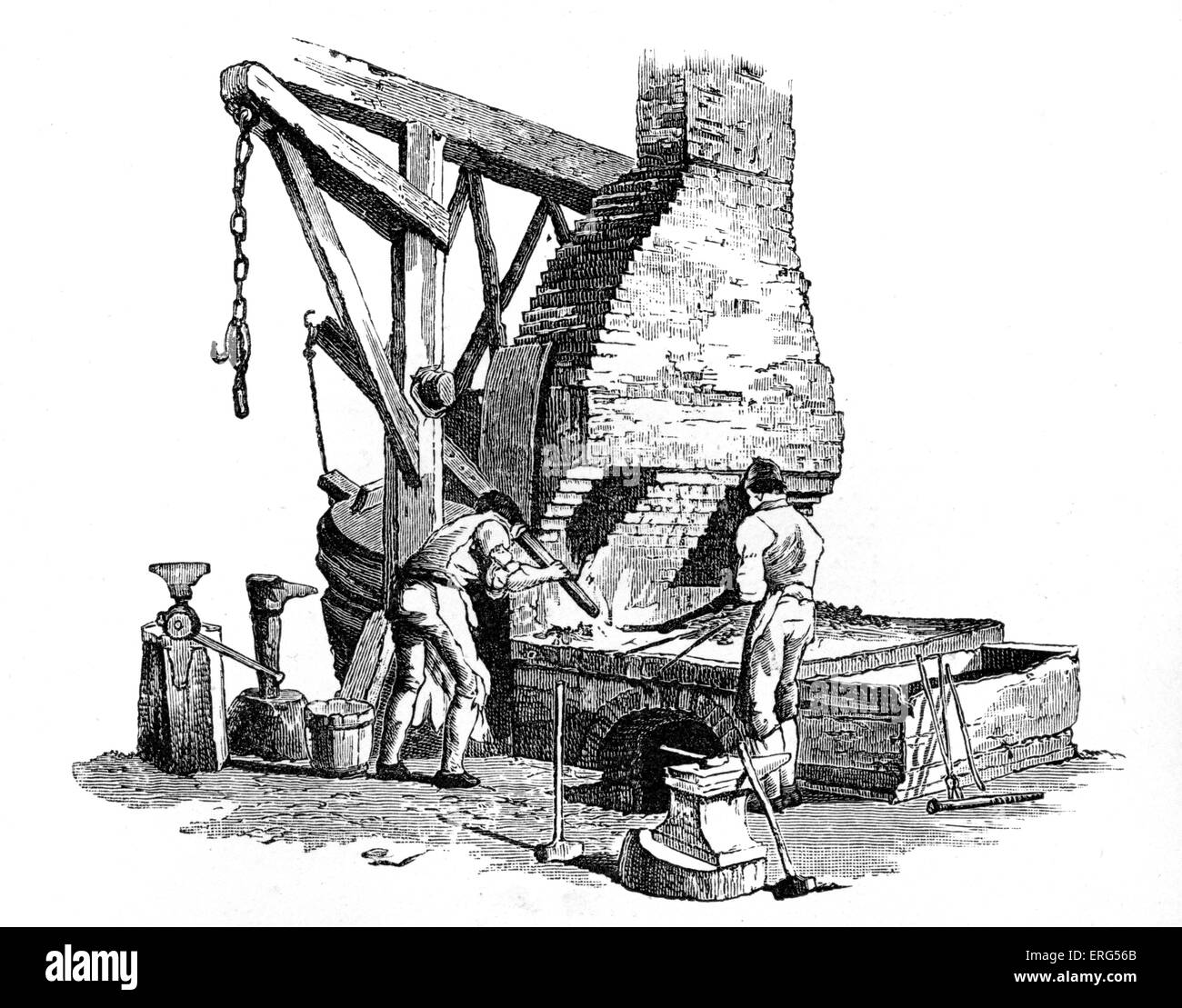 Iron foundry, London. From  Pyne 'Microcosm' 1803-1806 Stock Photo