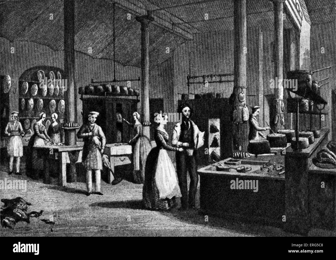 The kitchen at the Reform Club - founded 1836 as a gentlemen's club on the south side of Pall Mall (at number 104), in central Stock Photo