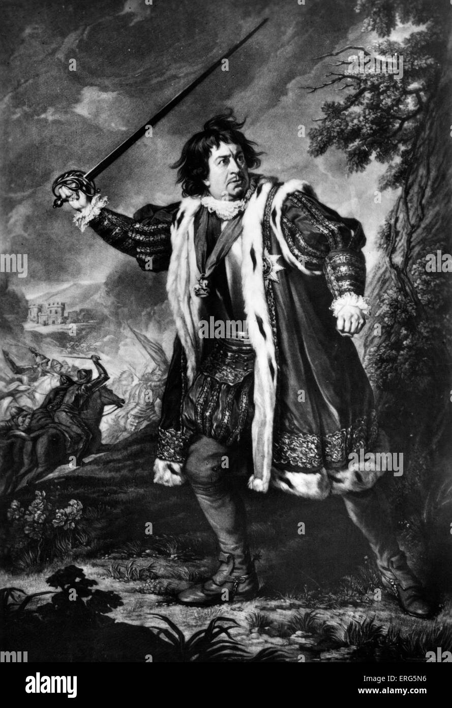 David Garrick as Richard III. From a mezzotint by S.W. Reynolds after N.Dance in the Collection of Mr. Harry R. Beard. DG: Stock Photo