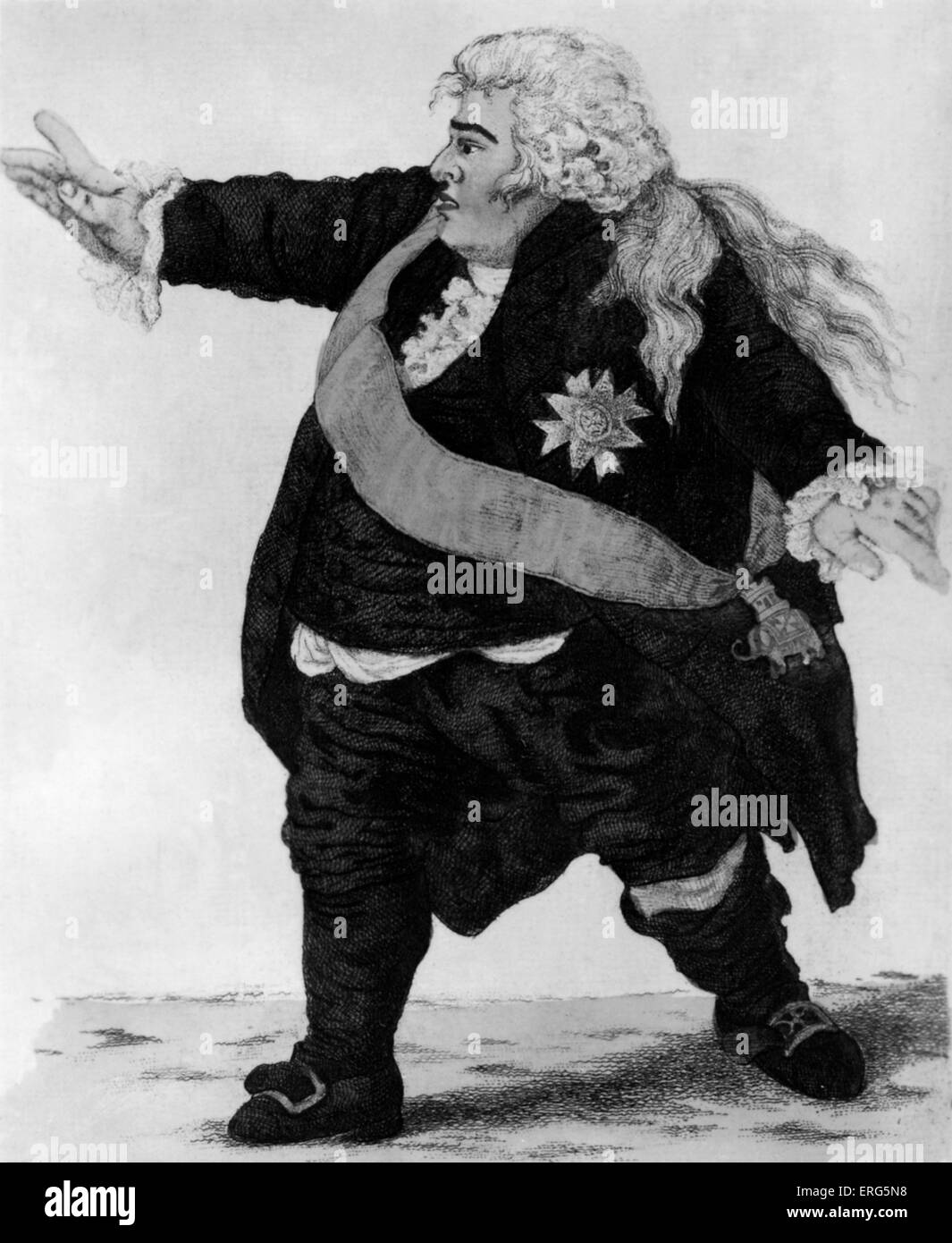 Stephen Kemble as Shakespeare 's Hamlet. Caption reads ' (weight eighteen stone) Manager at the Theatre Royal, Edinburgh ' From Stock Photo