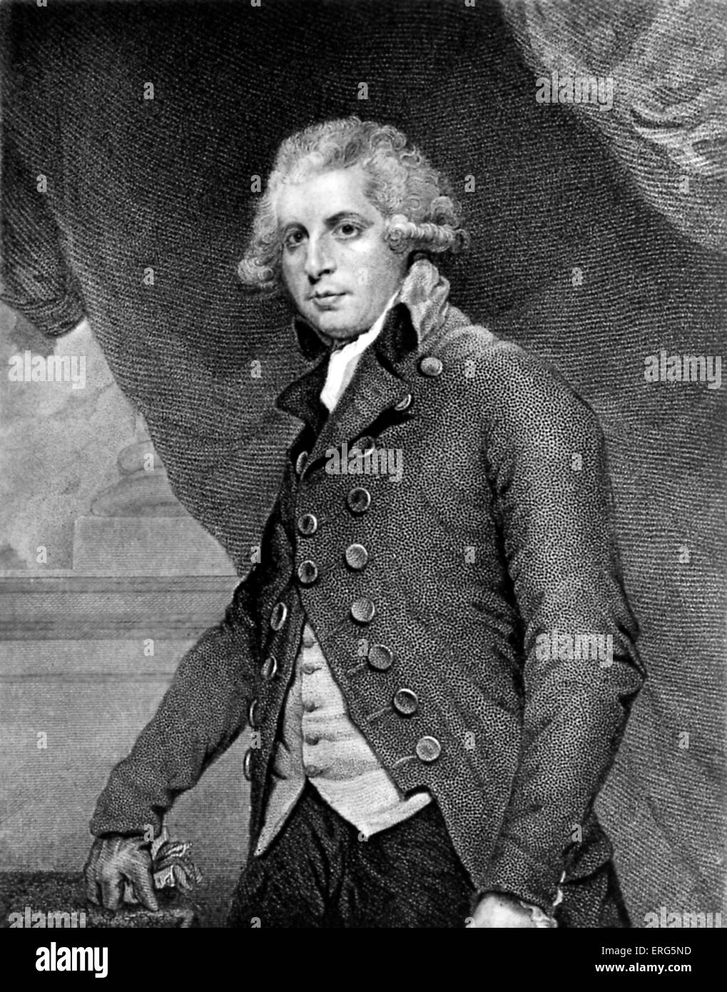 Richard Brinsley Sheridan, Irish-born playwright and poet, 30 October 1751 – 7 July 1816. From an engraving by Hicks after Stock Photo
