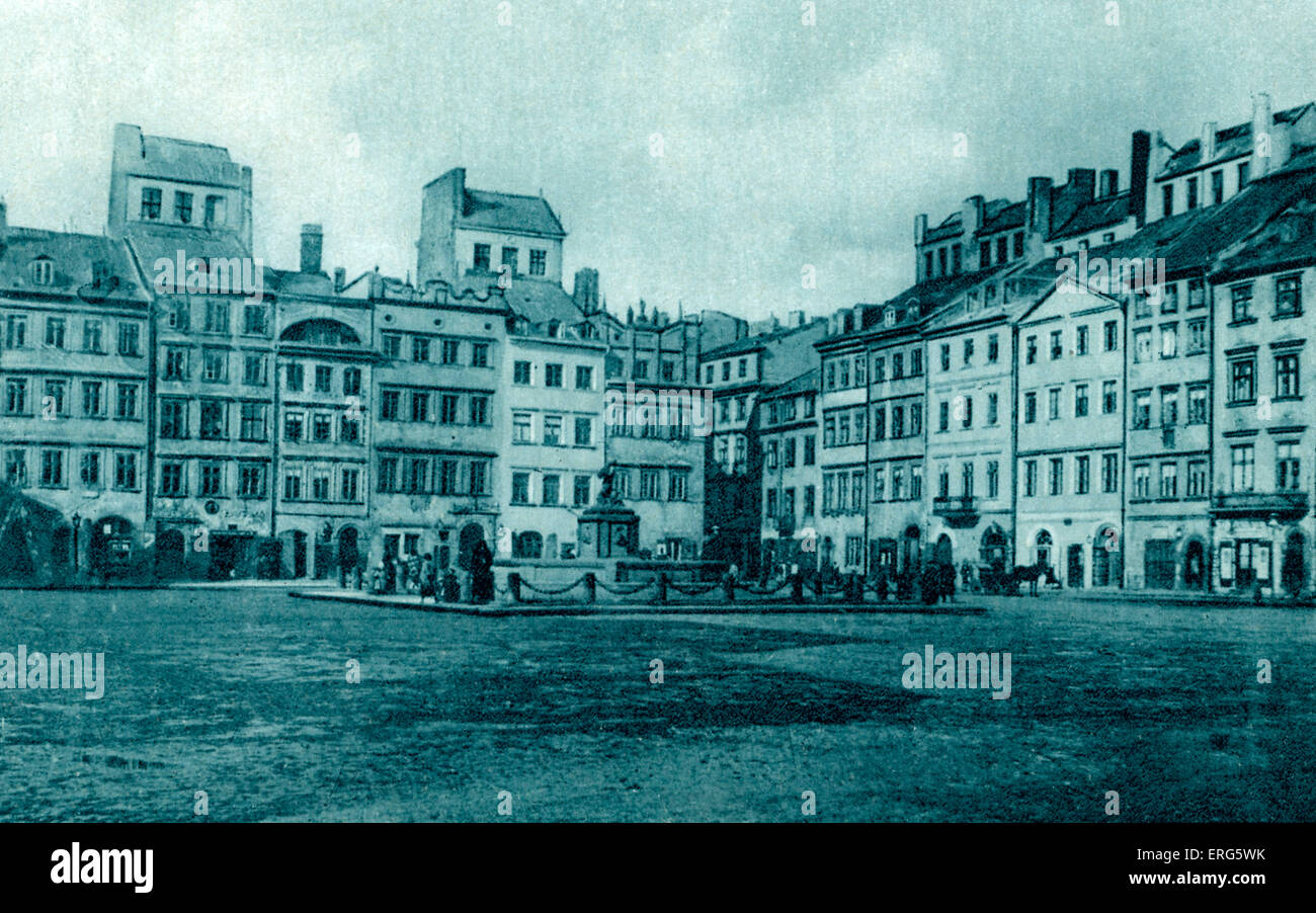 Old Market, Warsaw, Poland. Early 20th century (between the World Wars). Stock Photo