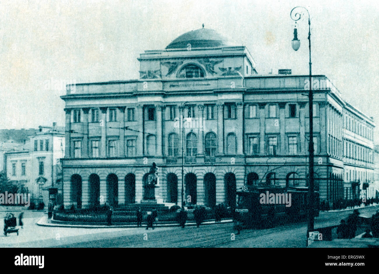 Staszic Palace, Warsaw, Poland. Early 20th century (between the World Wars). Currently  seat of the Polish Academy of Sciences. Stock Photo