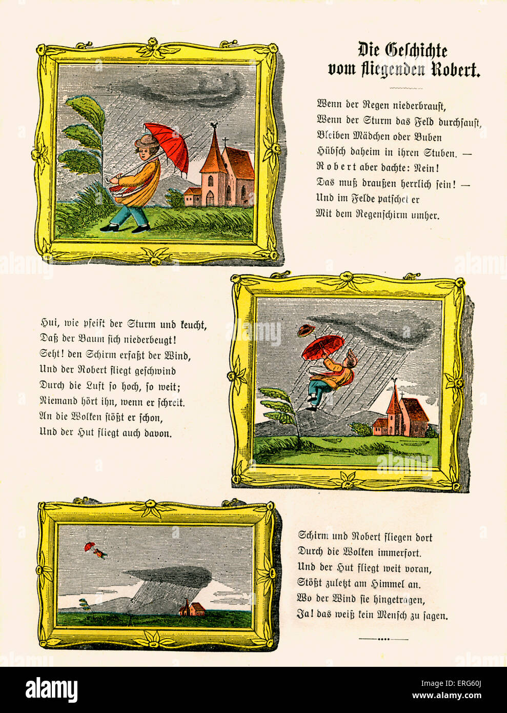 Der Struwwelpeter [Shock-headed Peter]  by Dr. Heinrich Hoffmann. The Story of Flying Robert [Die Geschichte vom fliegenden Stock Photo