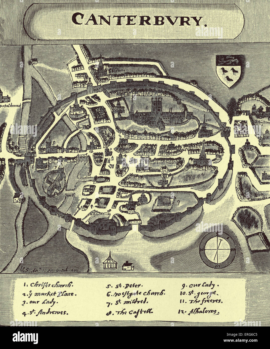 Canterbury plan - 15th century British Library manuscript Stock Photo