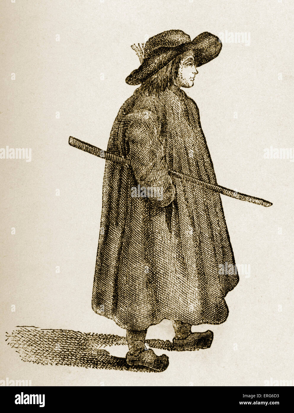 French 18th century shepherd.  Daily life in French history.  Costume, fashion.  Working class, poor. Stock Photo