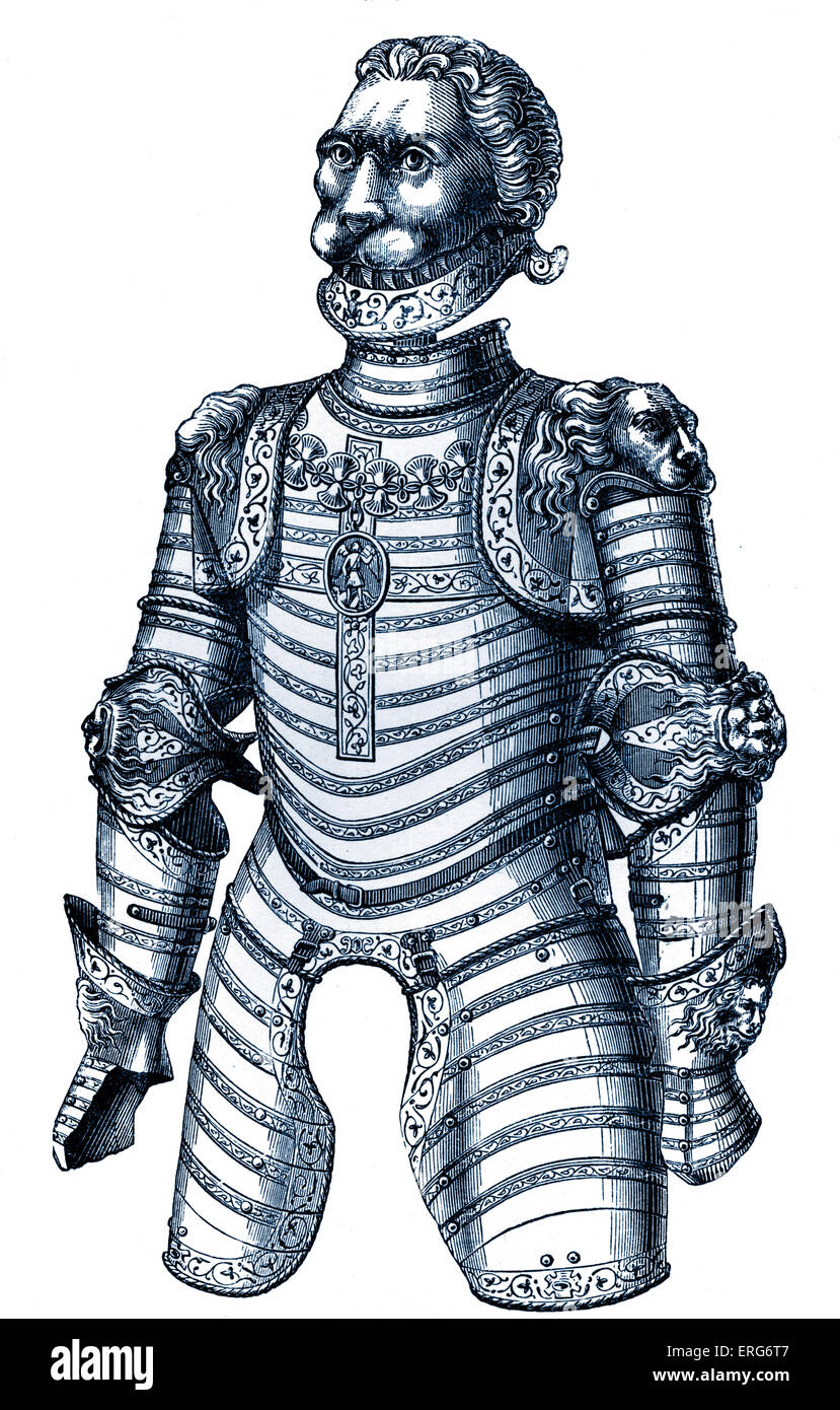 Armour ornamented with lions, supposedly owned by Louis XII. King of France, 27 June 1462 – 1 January 1515. Stock Photo