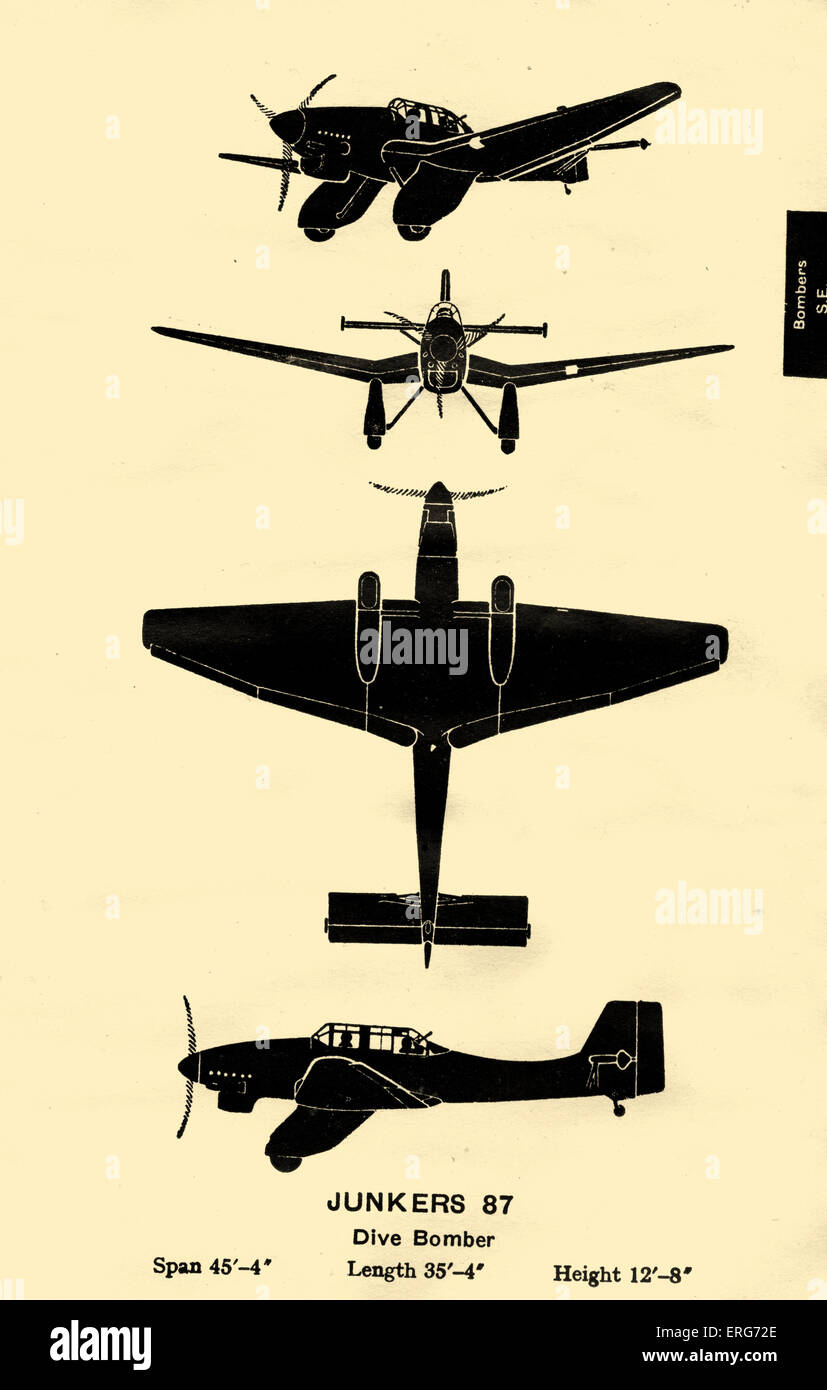 Junkers Ju 87 or Stuka, a German dive bomber used by the Luftwaffe during World War II. Its 'Jericho Trumpet' made it Stock Photo