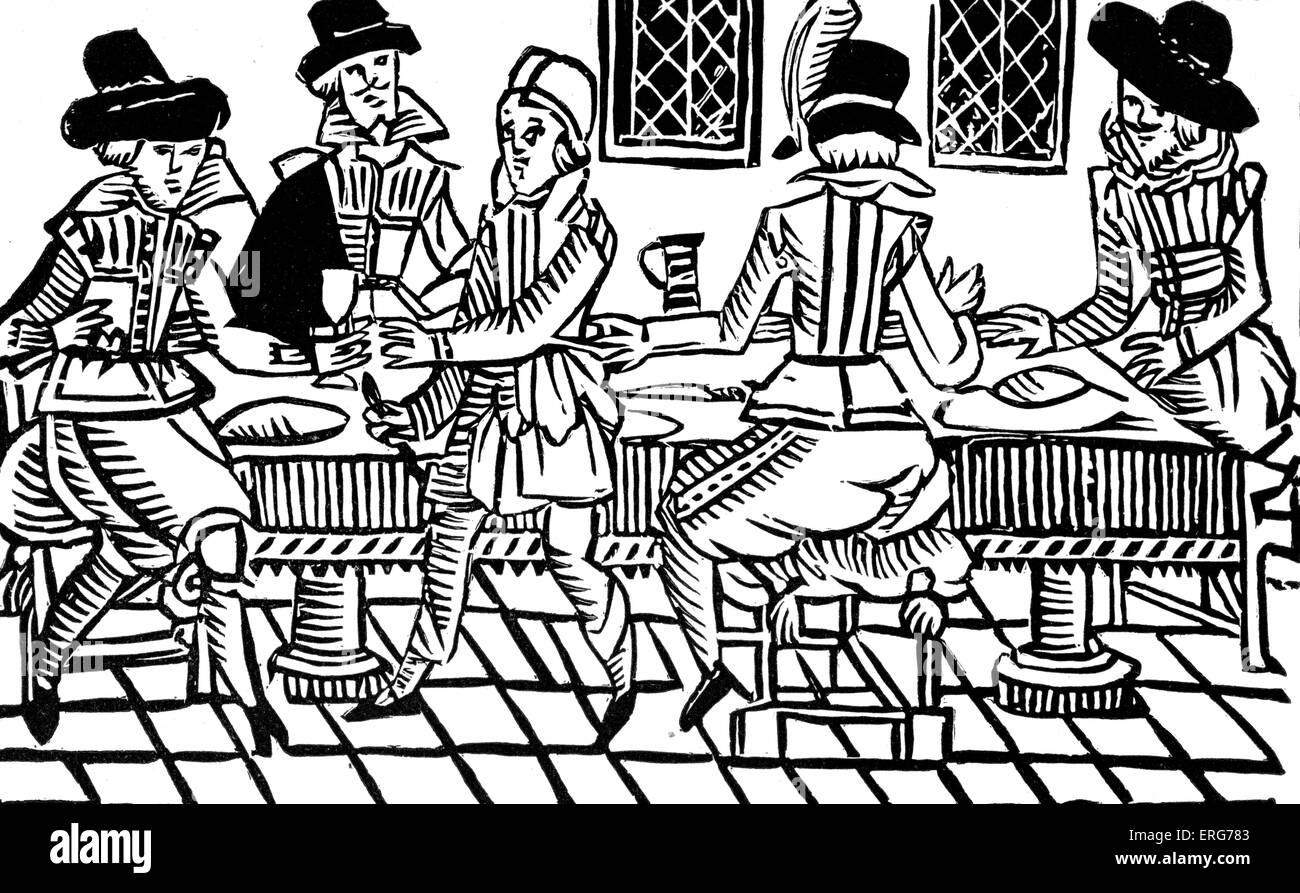 A Supper Party, after an early seventeenth century illustration, taken from a ballad in the Roxburghe Collection in the British Stock Photo