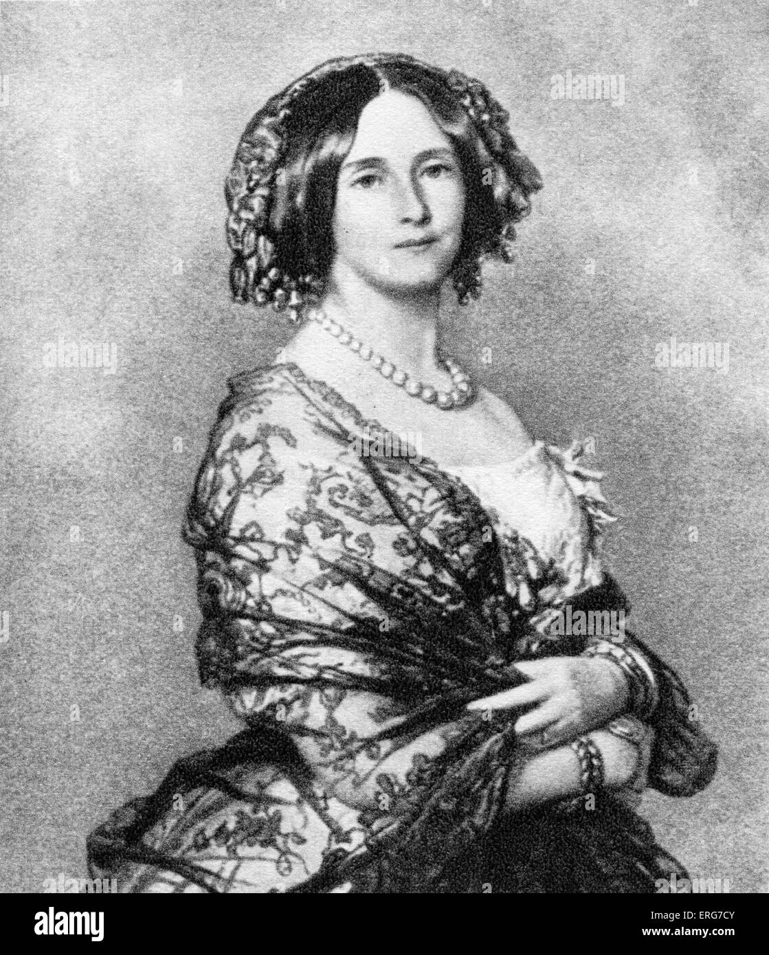 Augusta of Saxe-Weimar-Eisenach - portrait. After painting by F.X. Winterhalter. Fervent admirer of Franz Liszt around 1842. Stock Photo