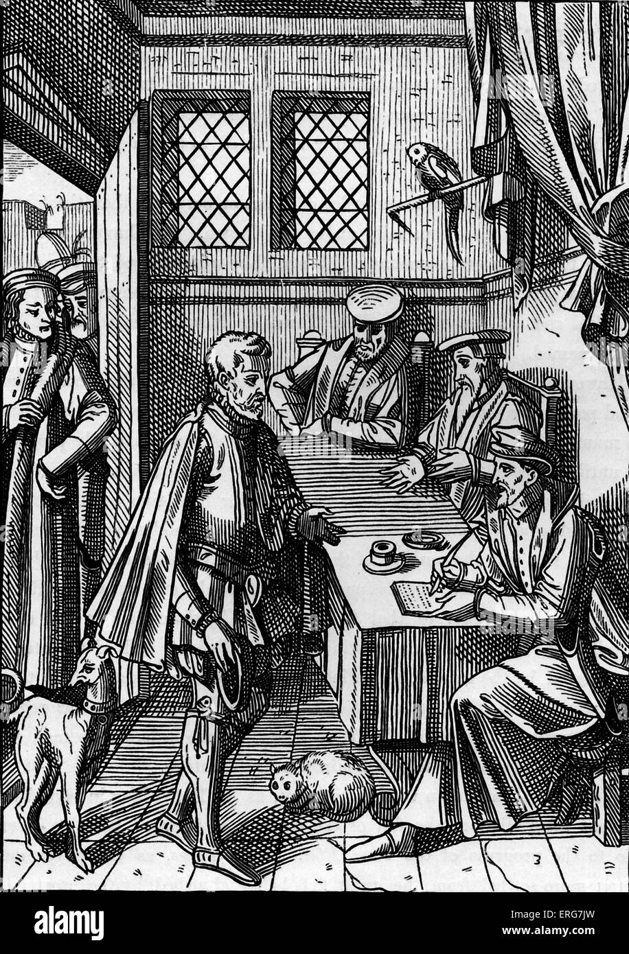 Bailliage or tribunal of the King 's bailiff, 1557. Facsimile of an engraving on wood in the work of Josse Damhoudere, 'Praxis Stock Photo