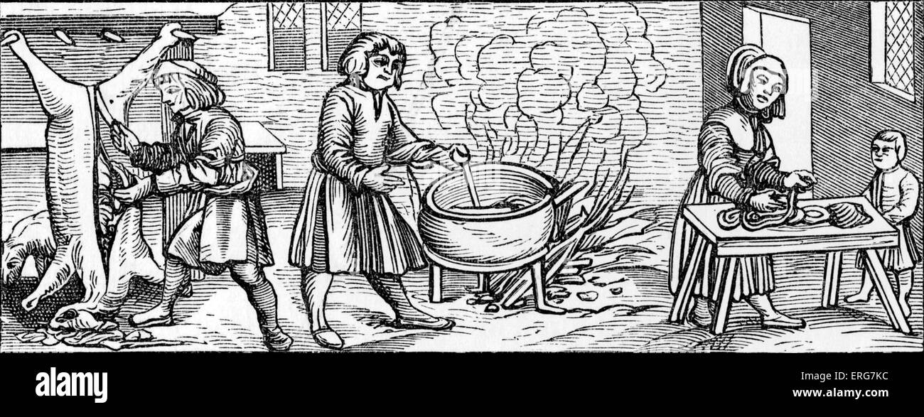 Interior of a Kitchen in the Sixteenth Century, reproduced from a 1518