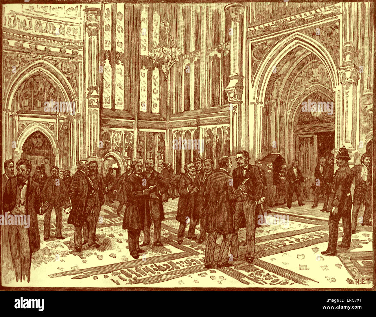 Members'  Lobby, House of Commons, Parliament, London, UK, c. 1887. Stock Photo