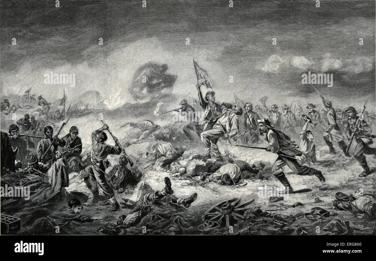Battle of the Crater, American Civil War, 30 July, 1864, during the siege of Petersburg, Virgina. After an oil painting. Stock Photo