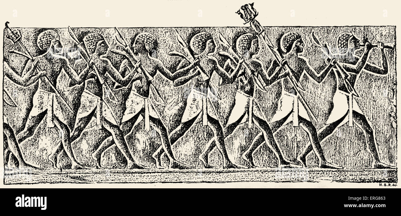 Egyptian archers at Deir el-Bahari Stock Photo