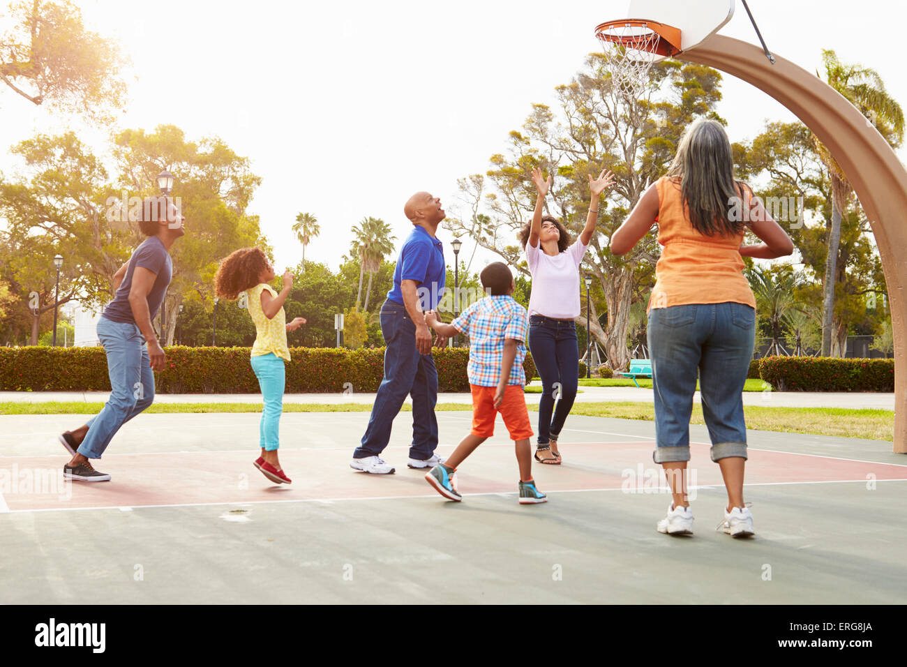 Multi Generation Family Playing Basketball Together Stock Photo - Alamy