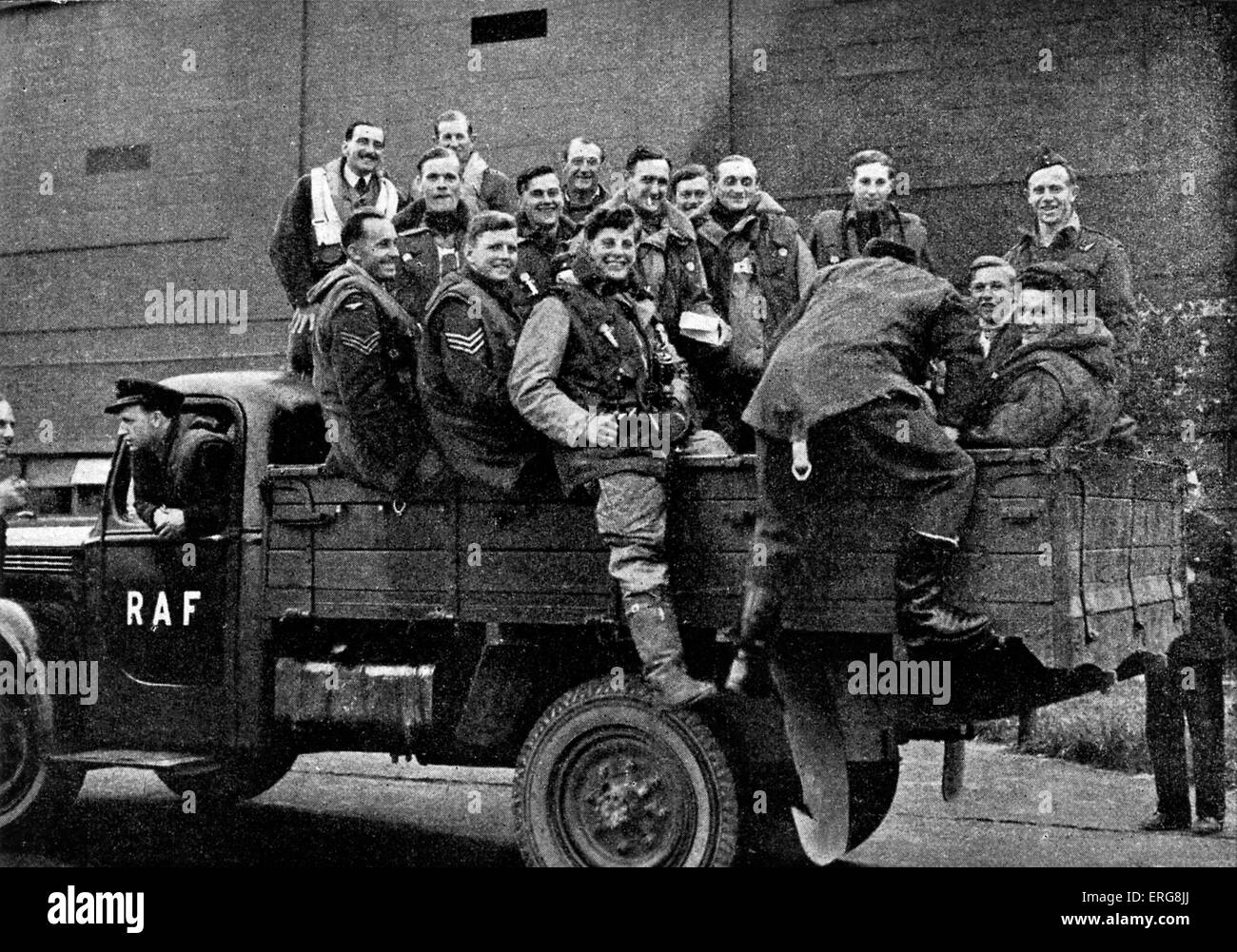 World War 2 - Bomber command,  Published 1941. Bomber command crews. From Government publication: caption reads: 'Their hearts Stock Photo