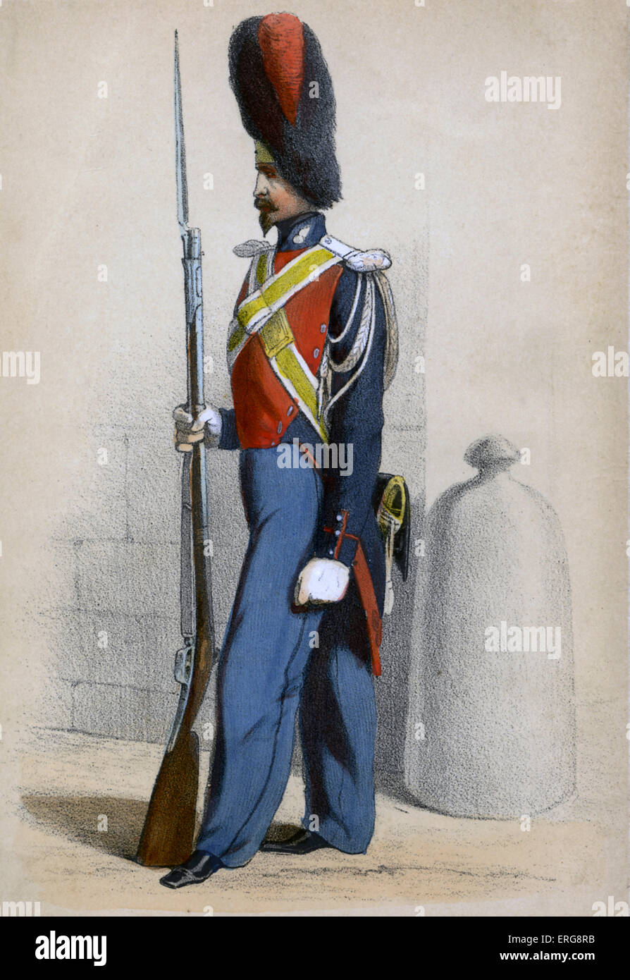 Gendarme d'élite: member of light cavalry units consisiting of young men of noble birth in the 19th century French Army. From Stock Photo