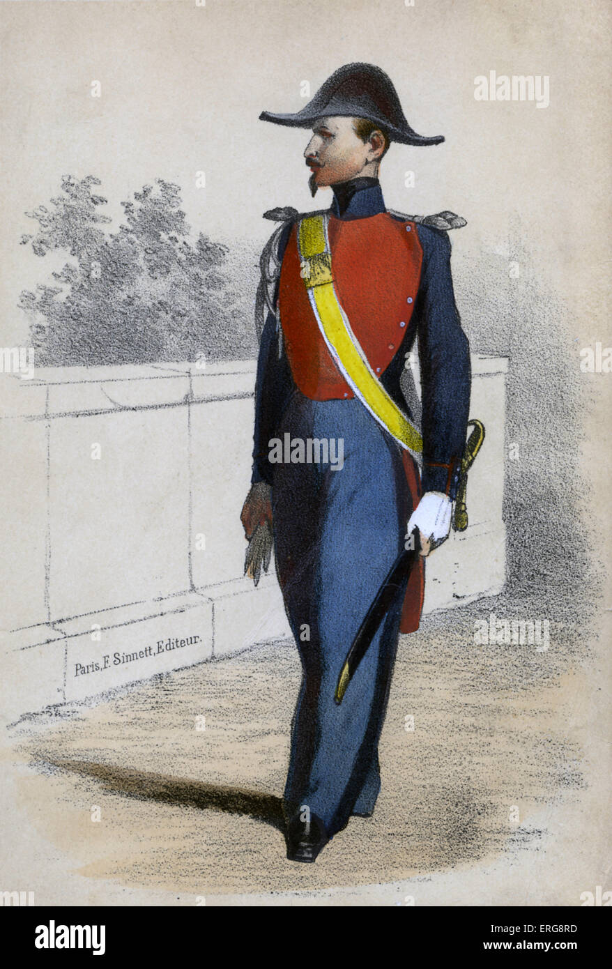 Garde de Paris à Pied: member of Municipal Guard of Paris which was originally created by Napoleon I to maintain order and Stock Photo