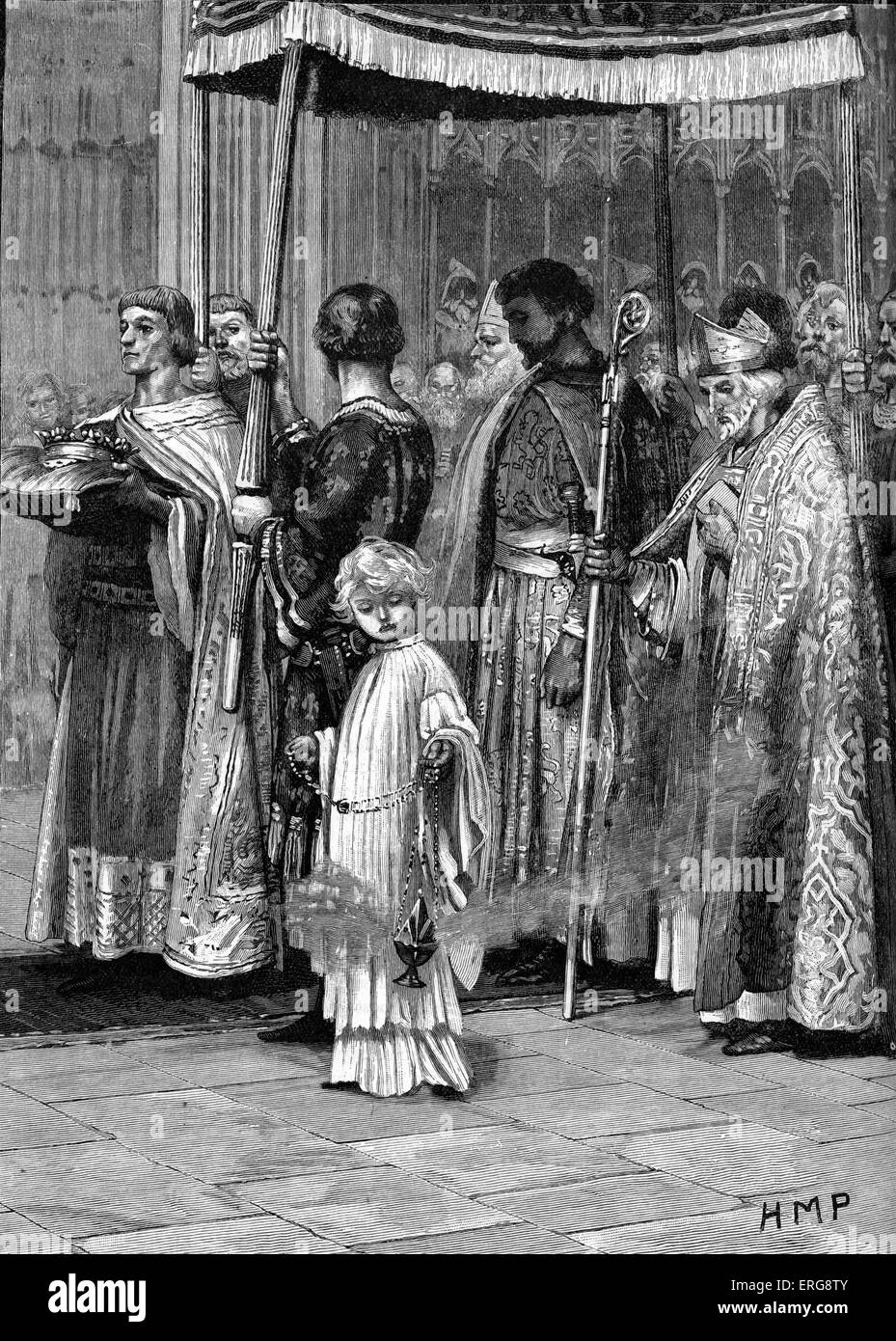 Richard I - coronation at Westminster Abbey. Ruled as King of England from 6 July 1189 until death. Commander in the Third Stock Photo